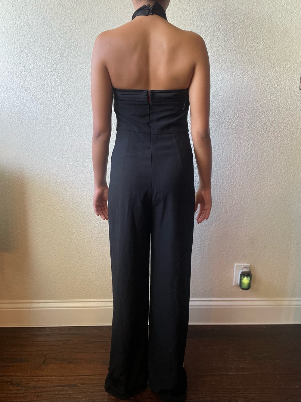 Topshop Black Cross-Neck Halter Jumpsuit - Picture 3 of 8